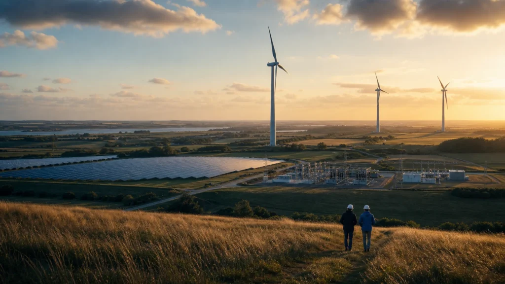 Windenergie, Solarenergie und Netzinfrastruktur in einer gemeinsamen Projektlandschaft